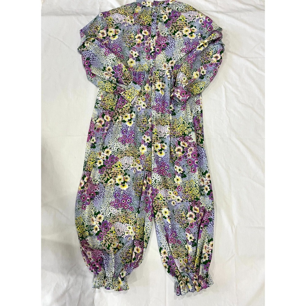 ASOS Design Balloon Leg Jumpsuit Womens 8 Purple Green Floral Casual Pullover